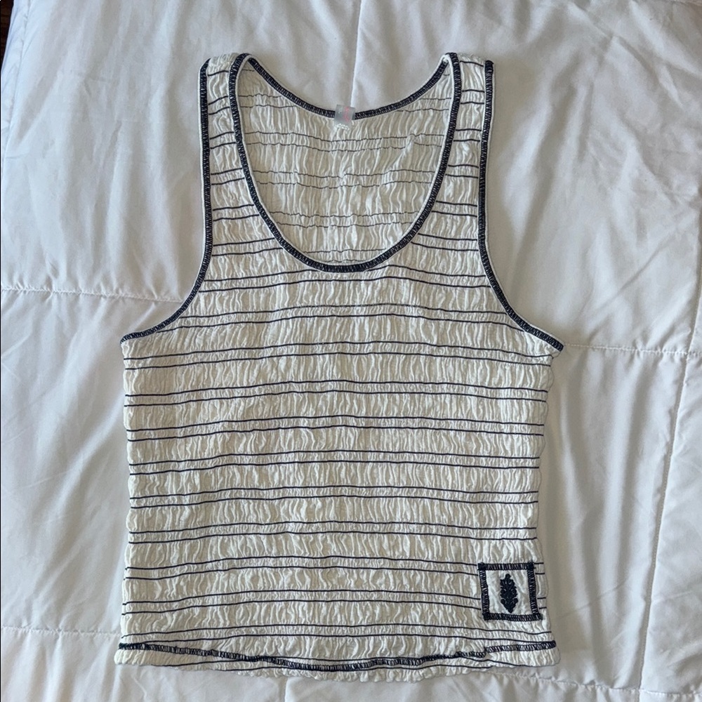 Free people Movement Fitted Ribbed White and Black Tank Top Sz M